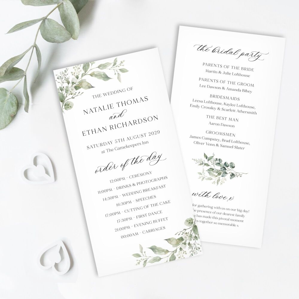 Sage Botanicals Order of Service Card