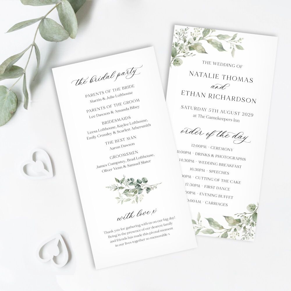 Sage Botanicals Order of Service Card