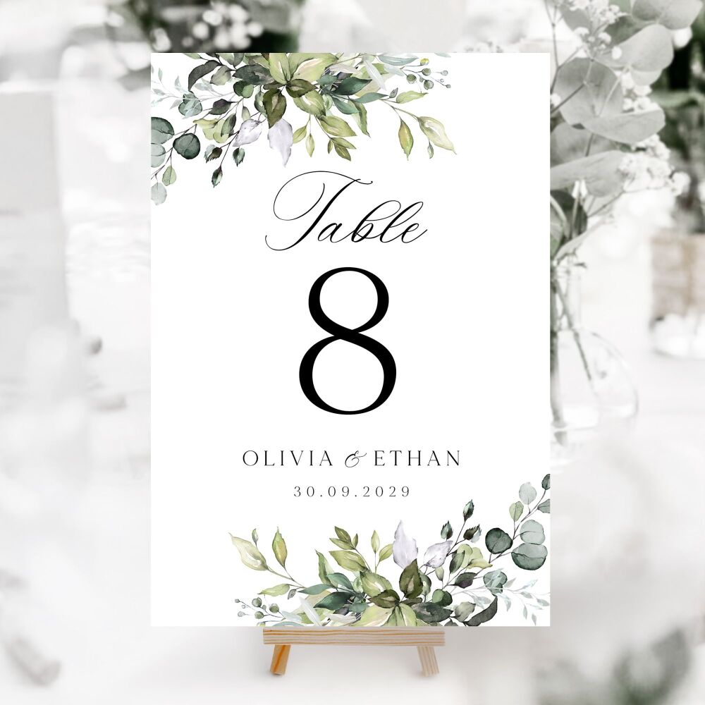 Eucalyptus Bouquet Table Numbers