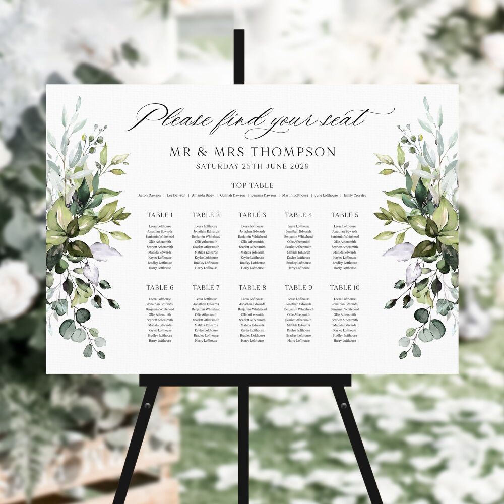 Eucalyptus Bouquet Table Plan