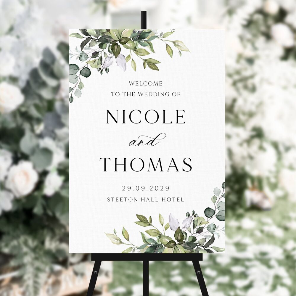 Eucalyptus Bouquet Welcome Sign