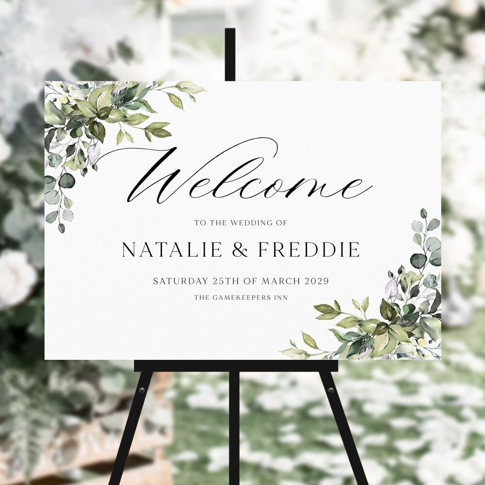 Eucalyptus Bouquet Welcome Sign