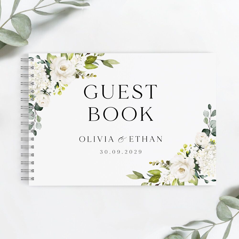 Ivory Florals & Botanical Guest Book