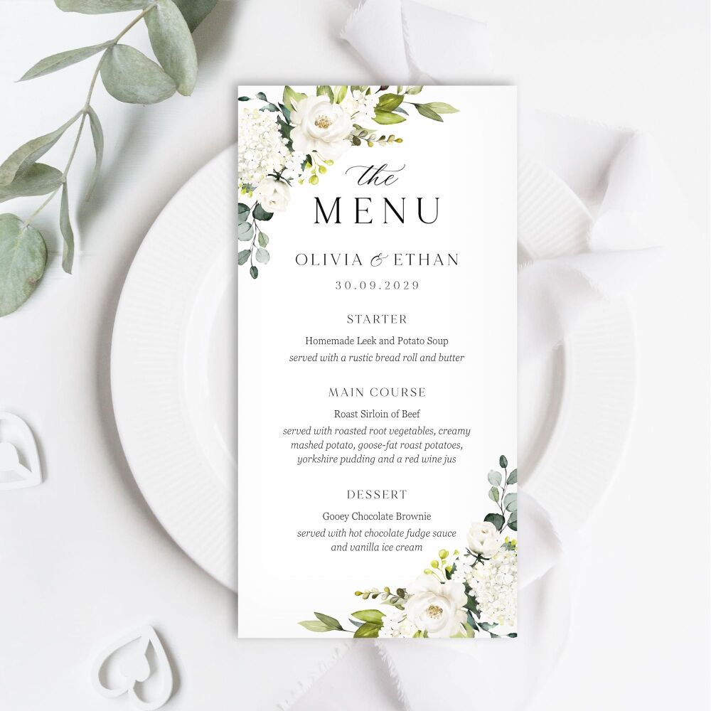 Ivory Florals & Botanicals Menu