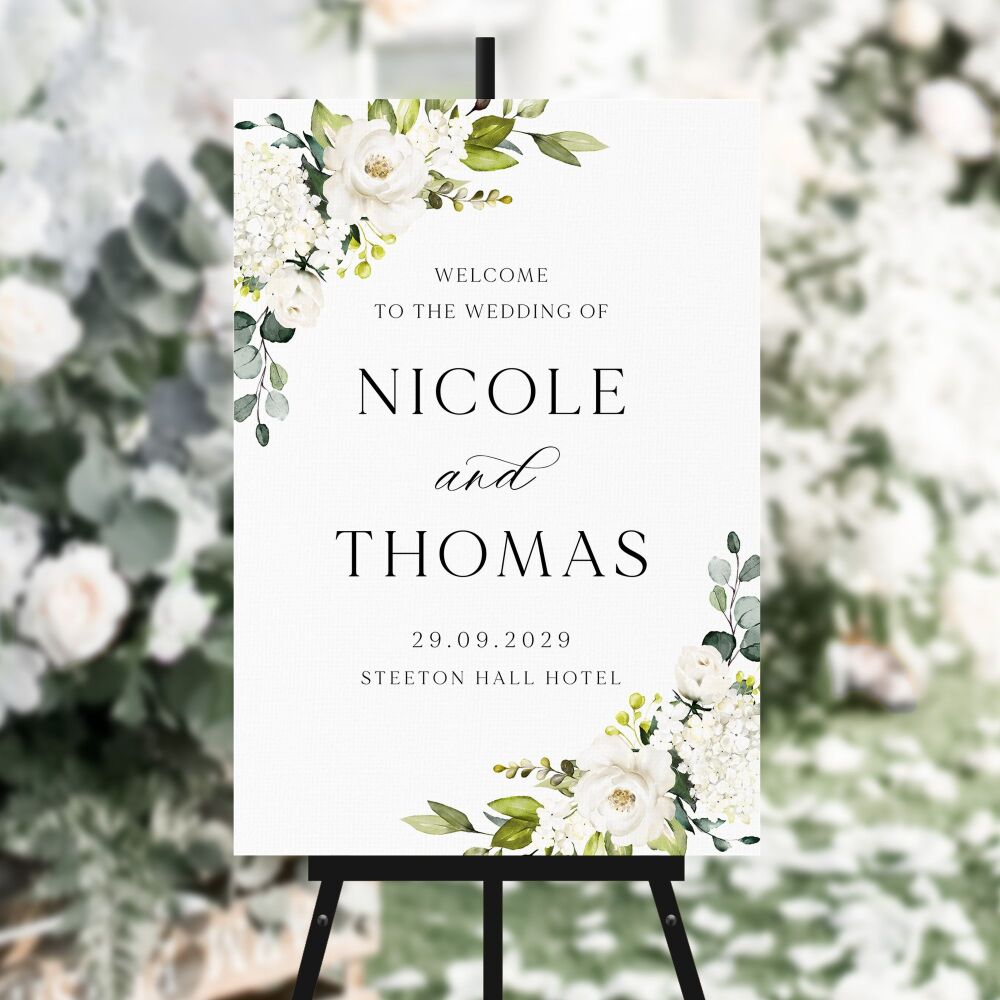 Ivory Florals & Botanicals Welcome Sign