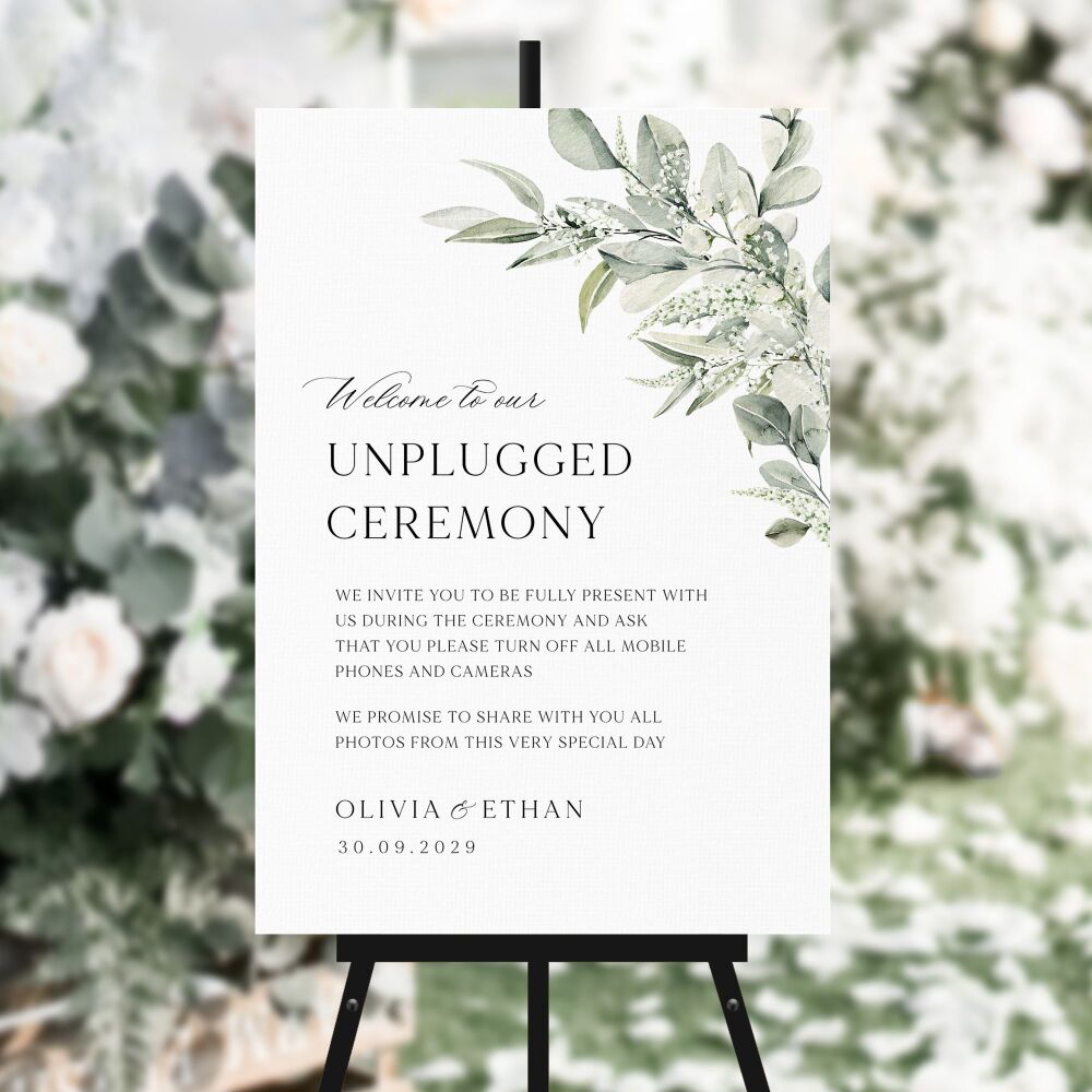 Sage & Gypsophilia Unplugged Ceremony Sign
