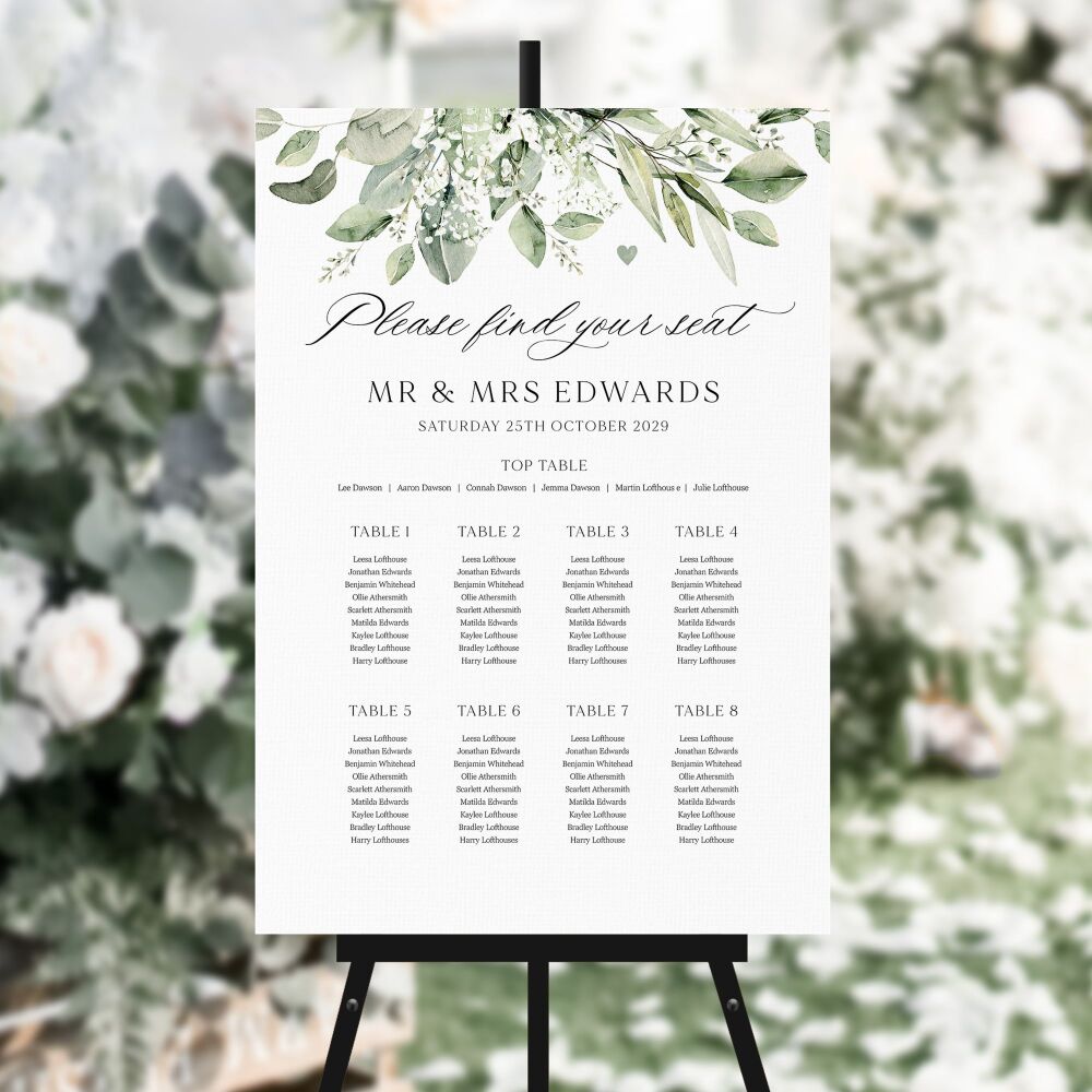 Sage & Gypsophilia Table Plan