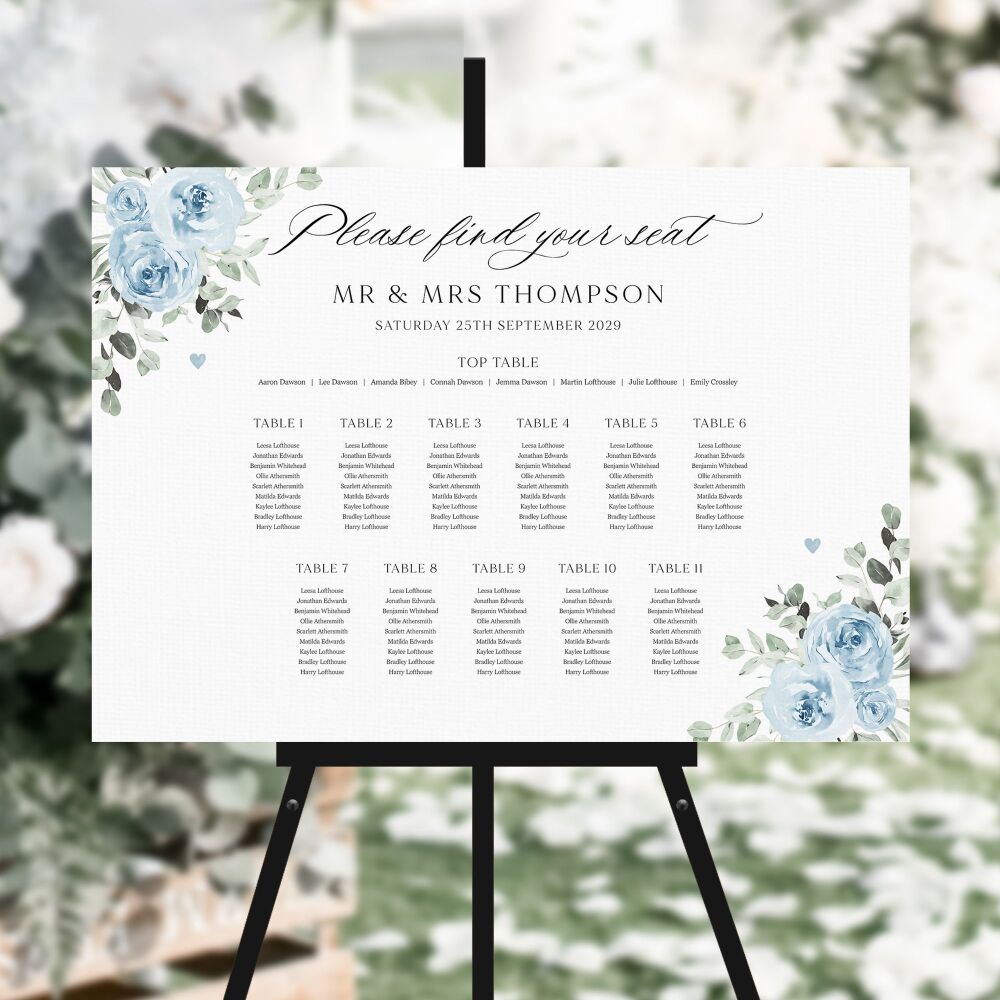 Baby Blue Floral Table Plan