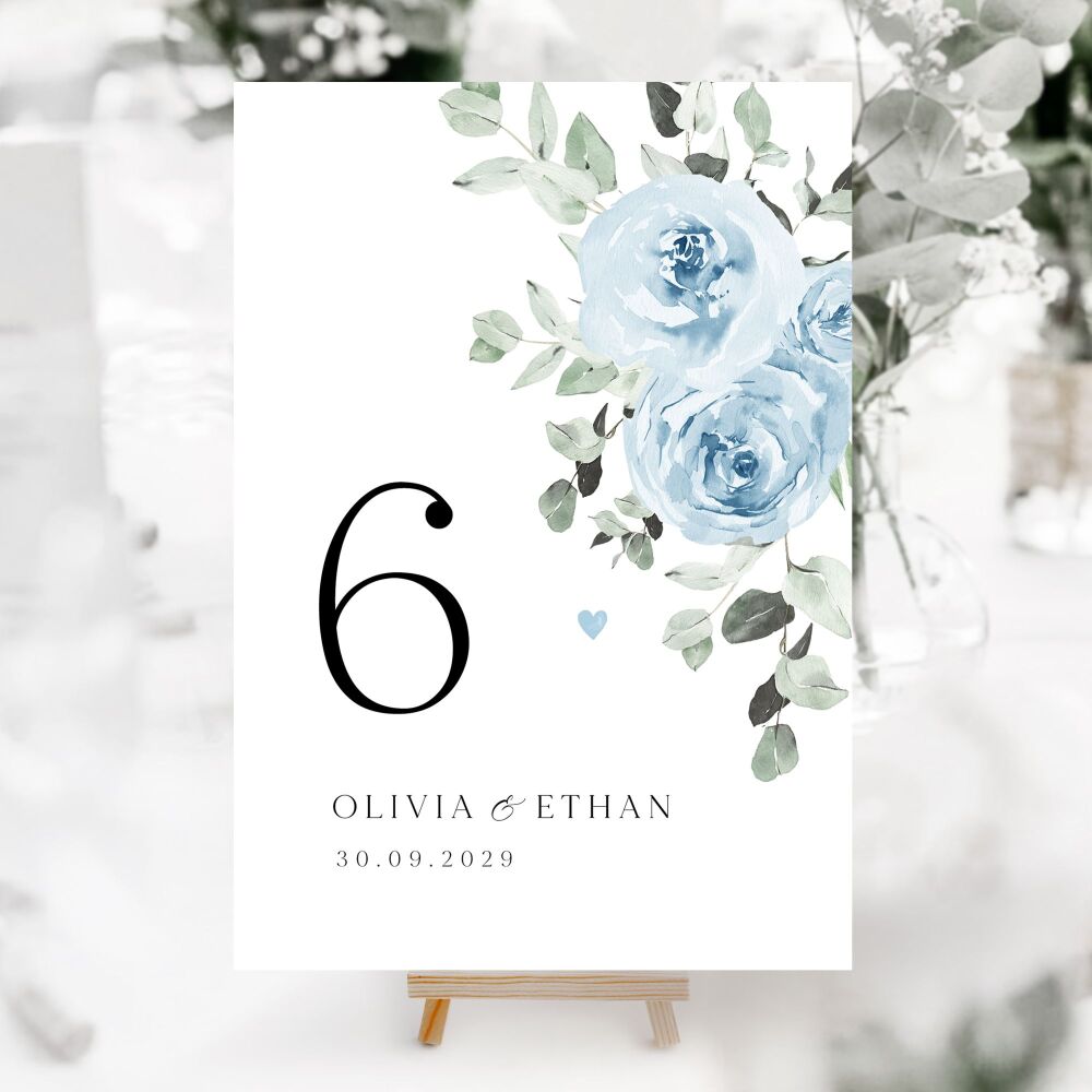 Baby Blue Floral Table Numbers