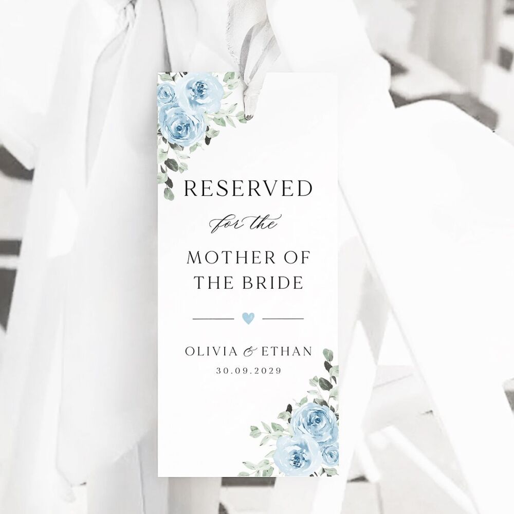 Baby Blue Floral Reserved Seat Tag