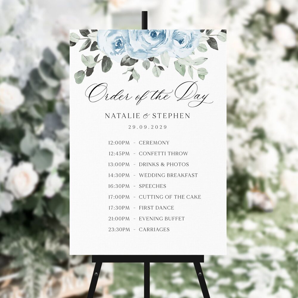 Baby Blue Floral Order of the Day Sign