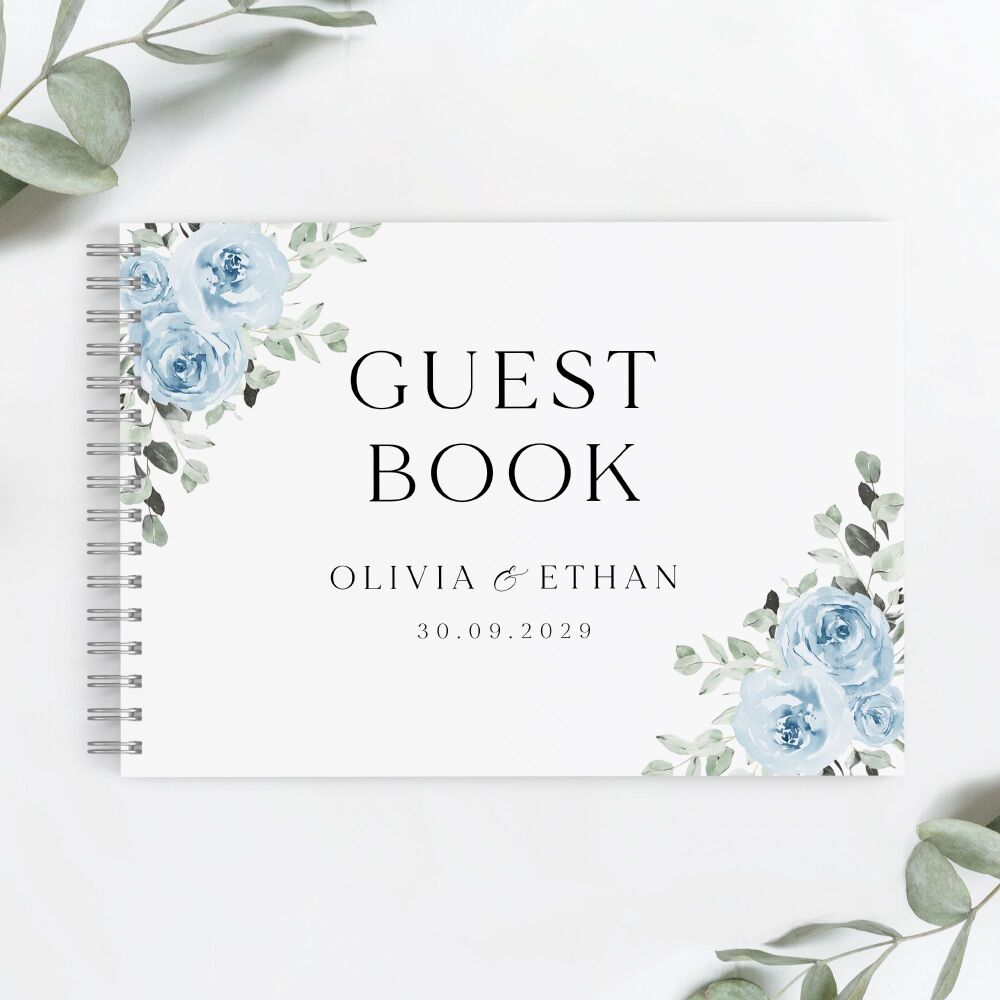 Baby Blue Floral Guest Book