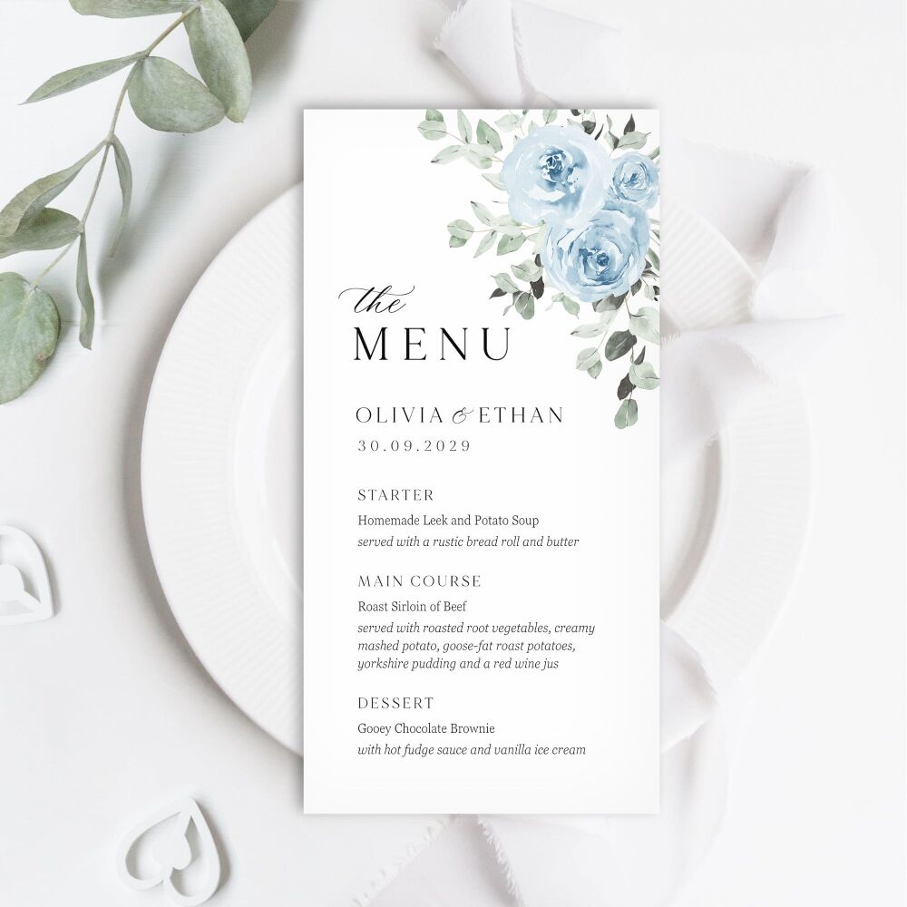 Baby Blue Floral Menu