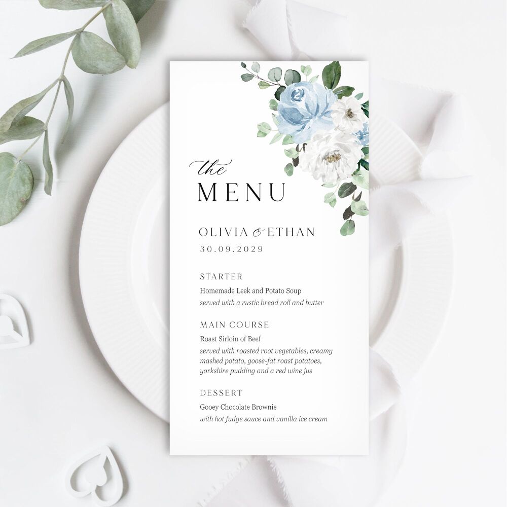 Blue Florals & Eucalyptus Menu