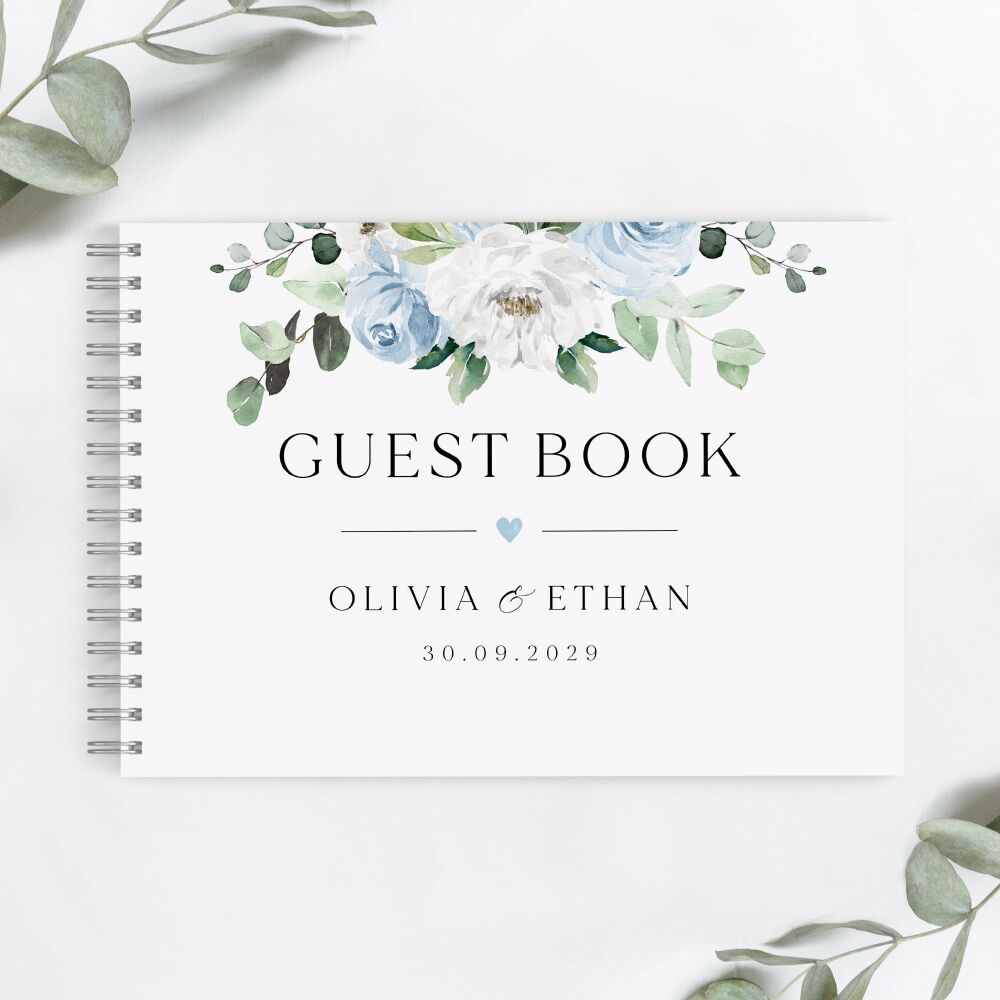 Blue Florals & Eucalyptus Guest Book