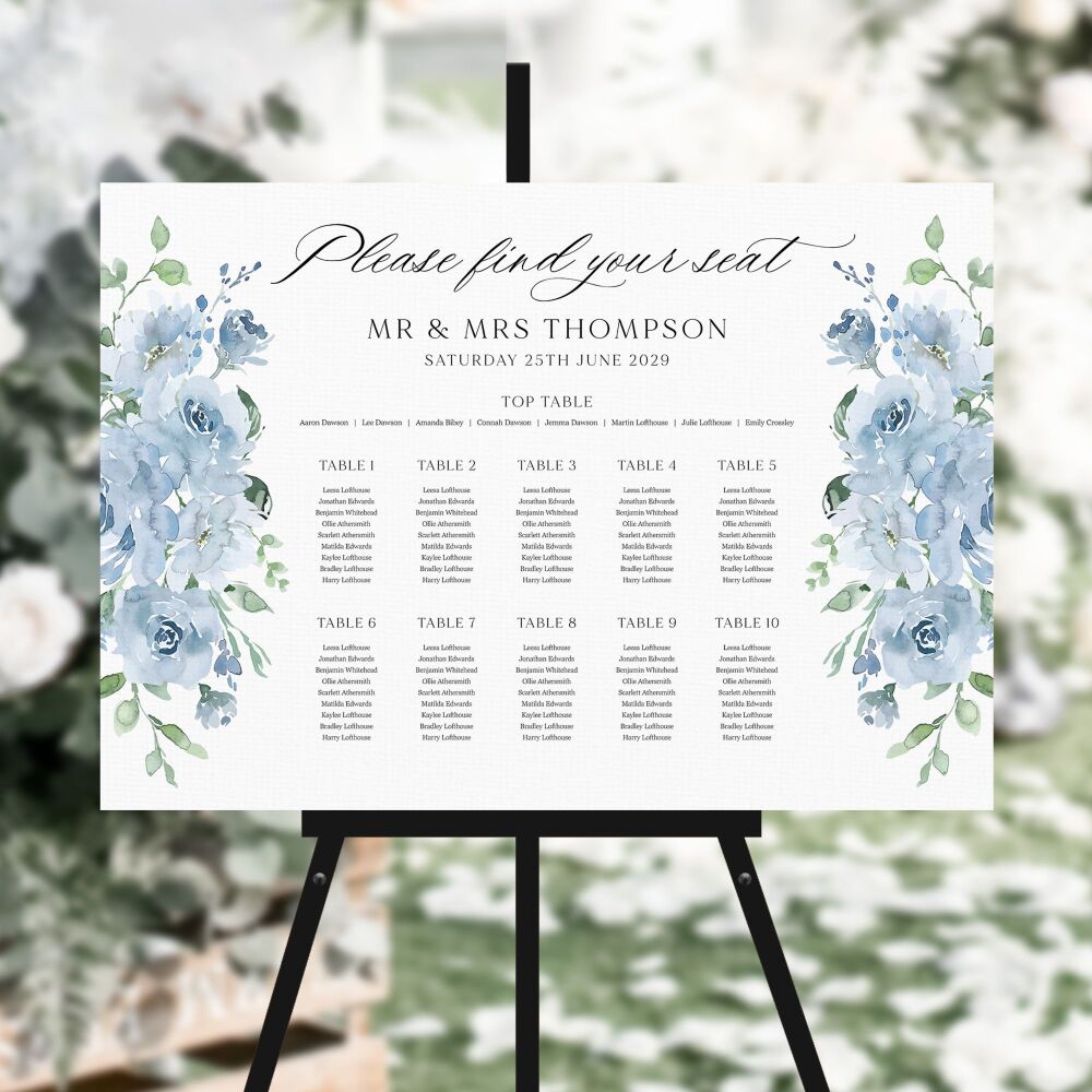 Dusky Blue Floral Table Plan