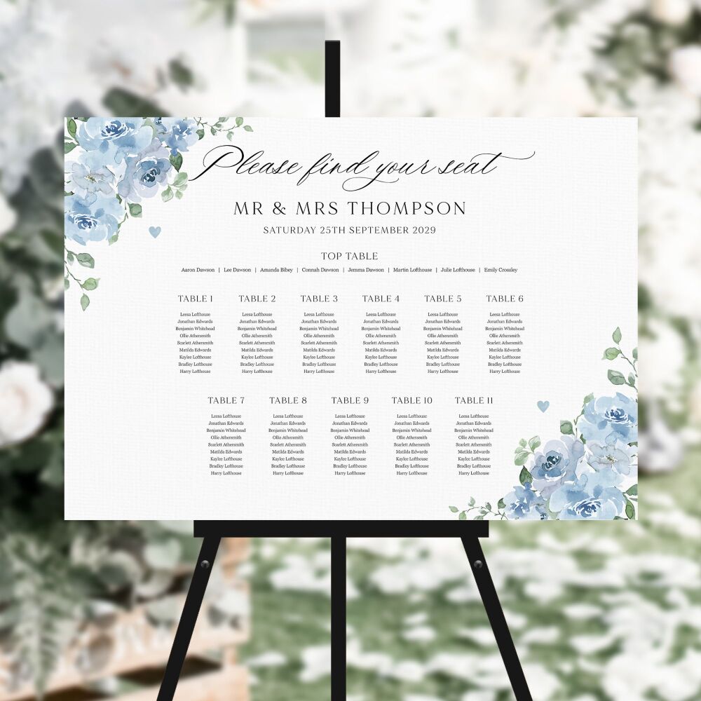 Dusky Blue Floral Table Plan