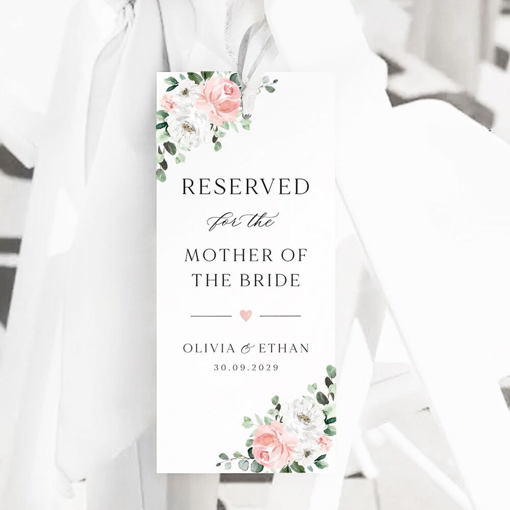 Blush Florals & Eucalyptus Reserved Seat Tag