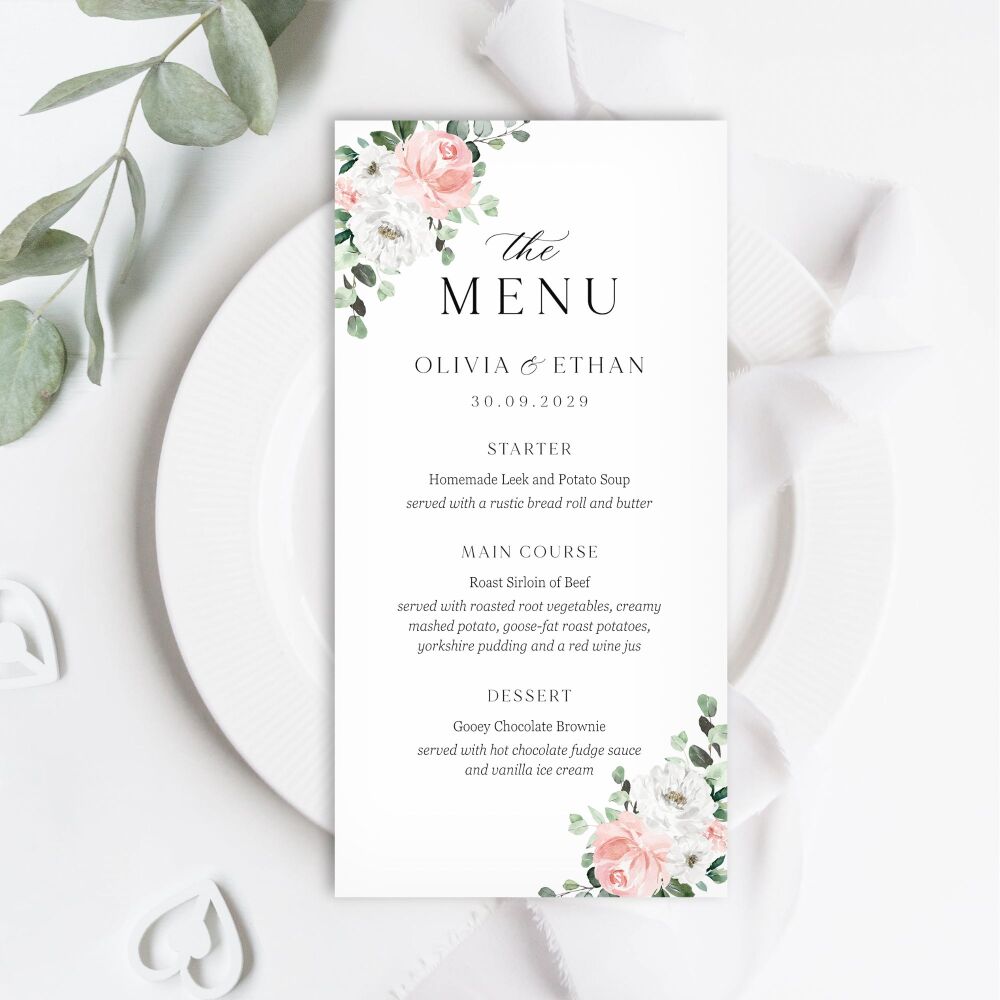 Blush Florals & Eucalyptus Menu