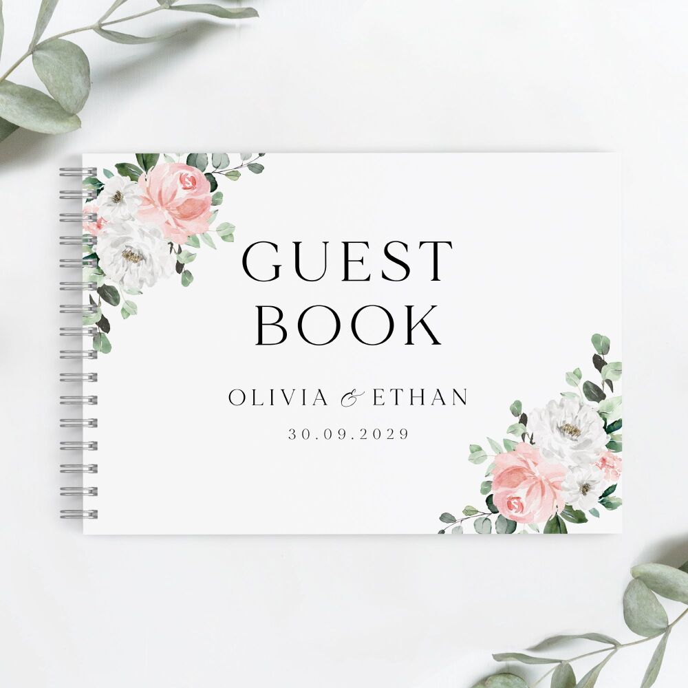Blush Florals & Eucalyptus Guest Book