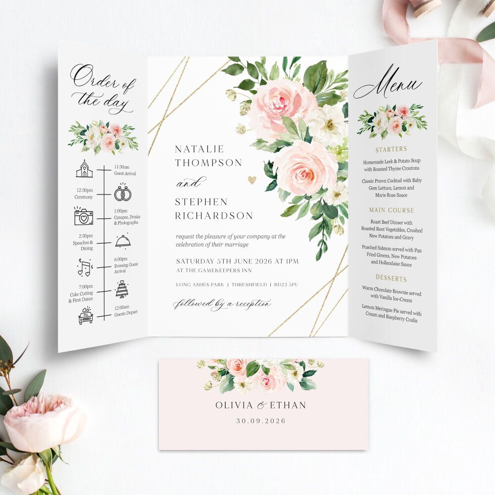 Blush Pink & Gold Wedding Invitation Sample