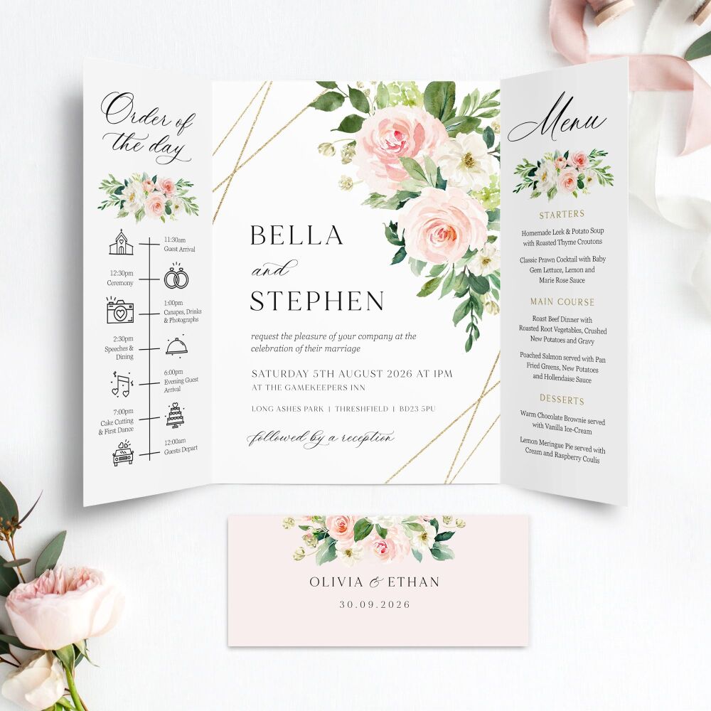 Blush Pink & Gold Wedding Invitation Sample