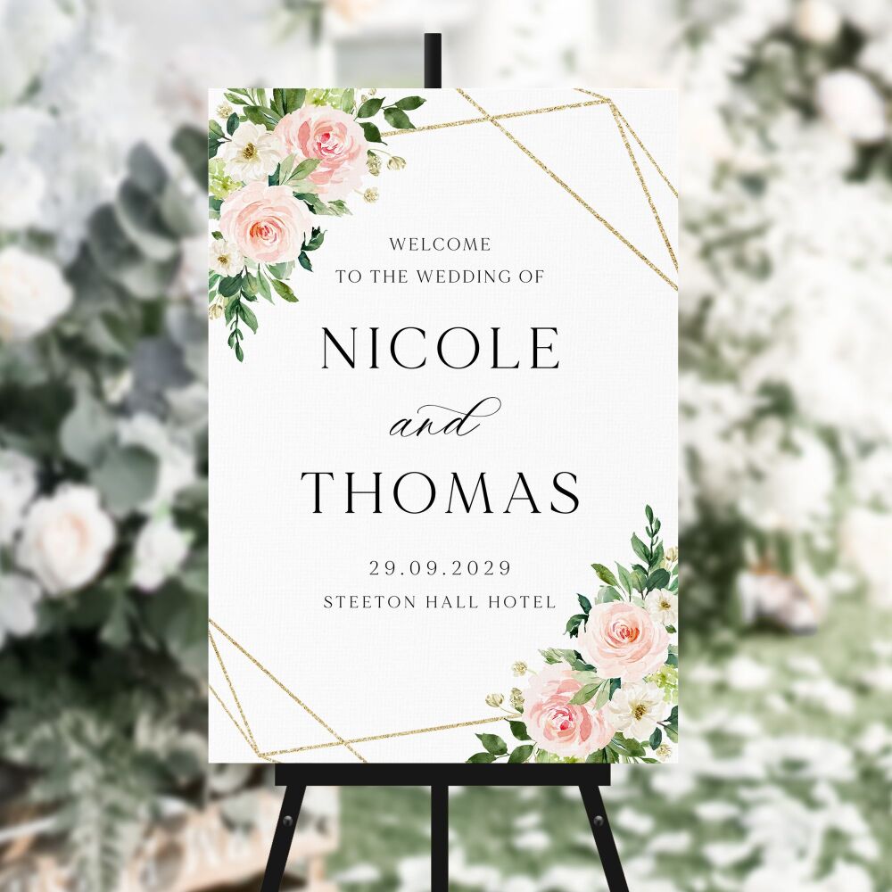 Blush Pink & Gold Welcome Sign