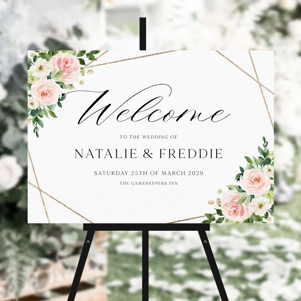 Blush Pink & Gold Welcome Sign