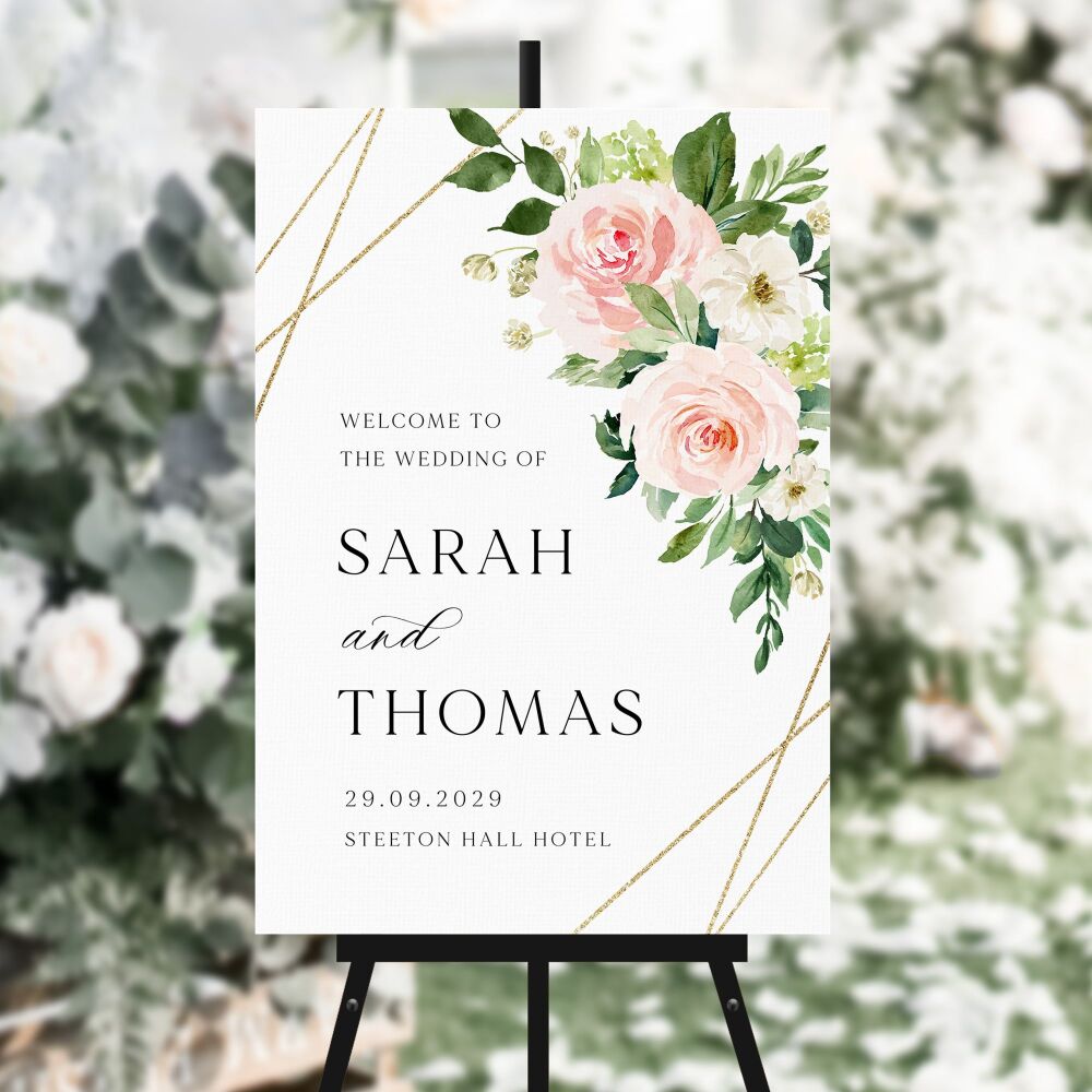 Blush Pink & Gold Welcome Sign