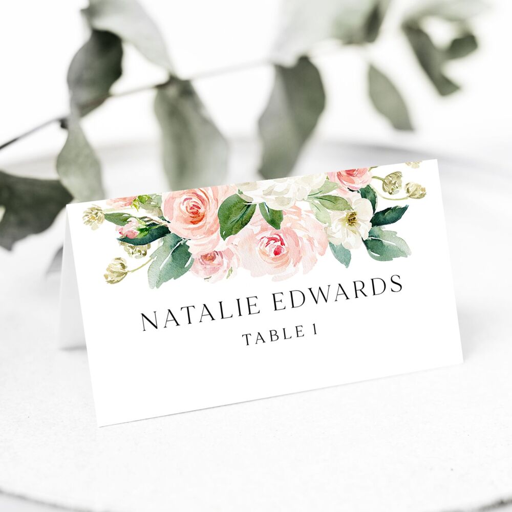 Blush Pink & Gold Place Name Card