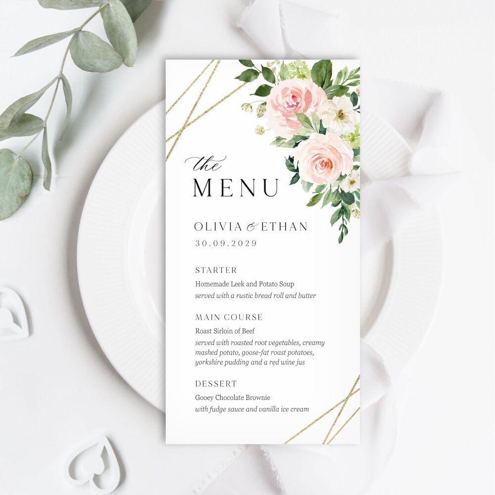 Blush Pink & Gold Menu