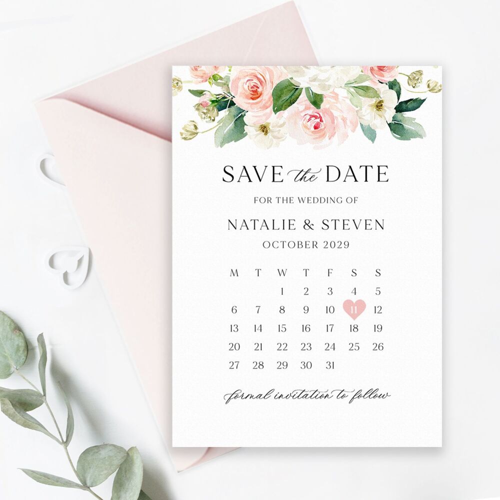 Blush Pink Floral Save the Date
