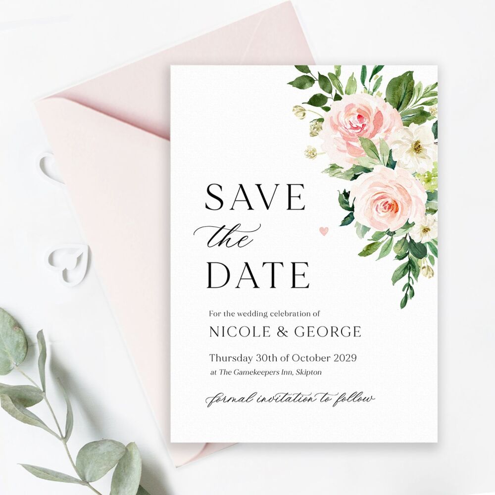 Blush Pink Floral Save the Date