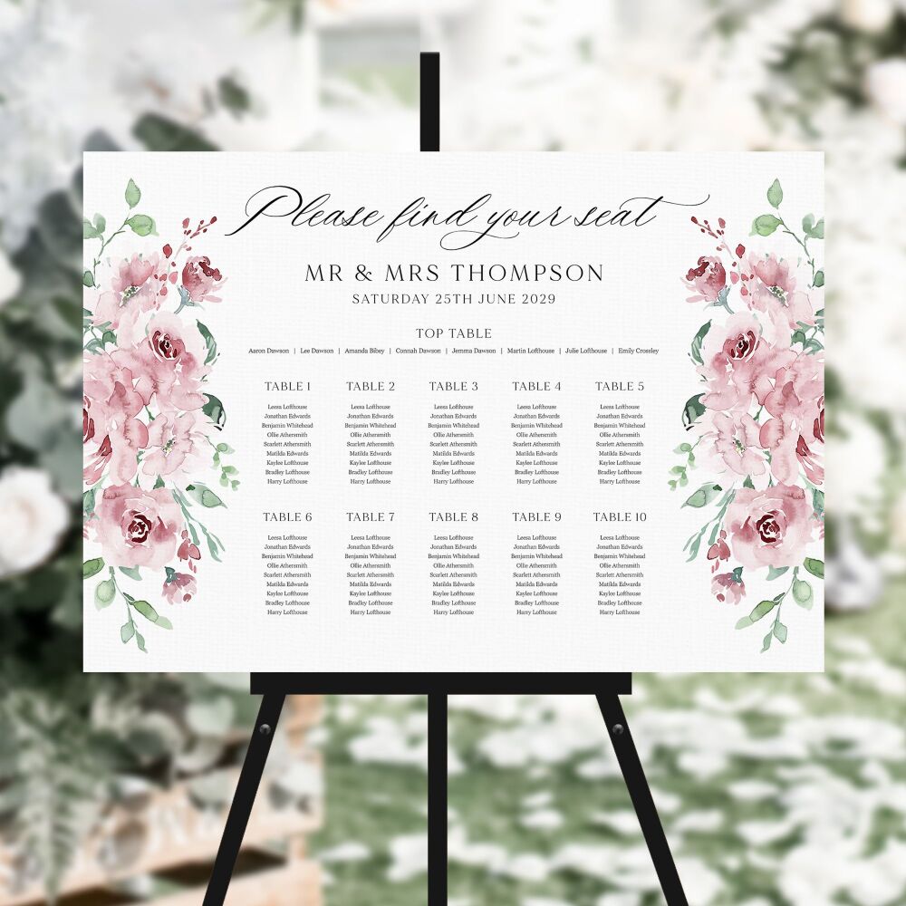 Dusky Blush Floral Table Plan