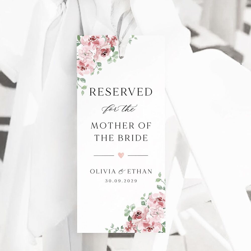 Dusky Blush Floral Reserved Seat Tag