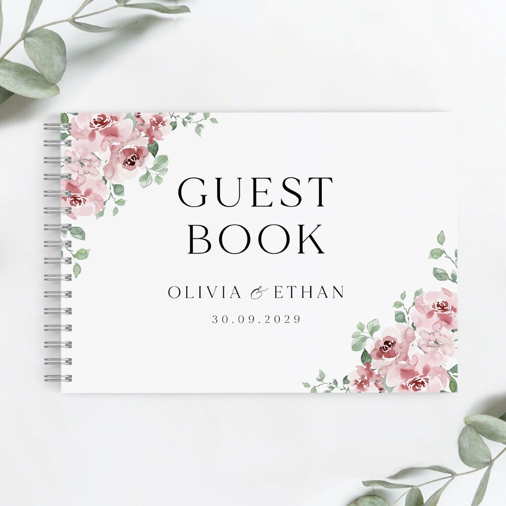 Dusky Blush Floral Guest Book