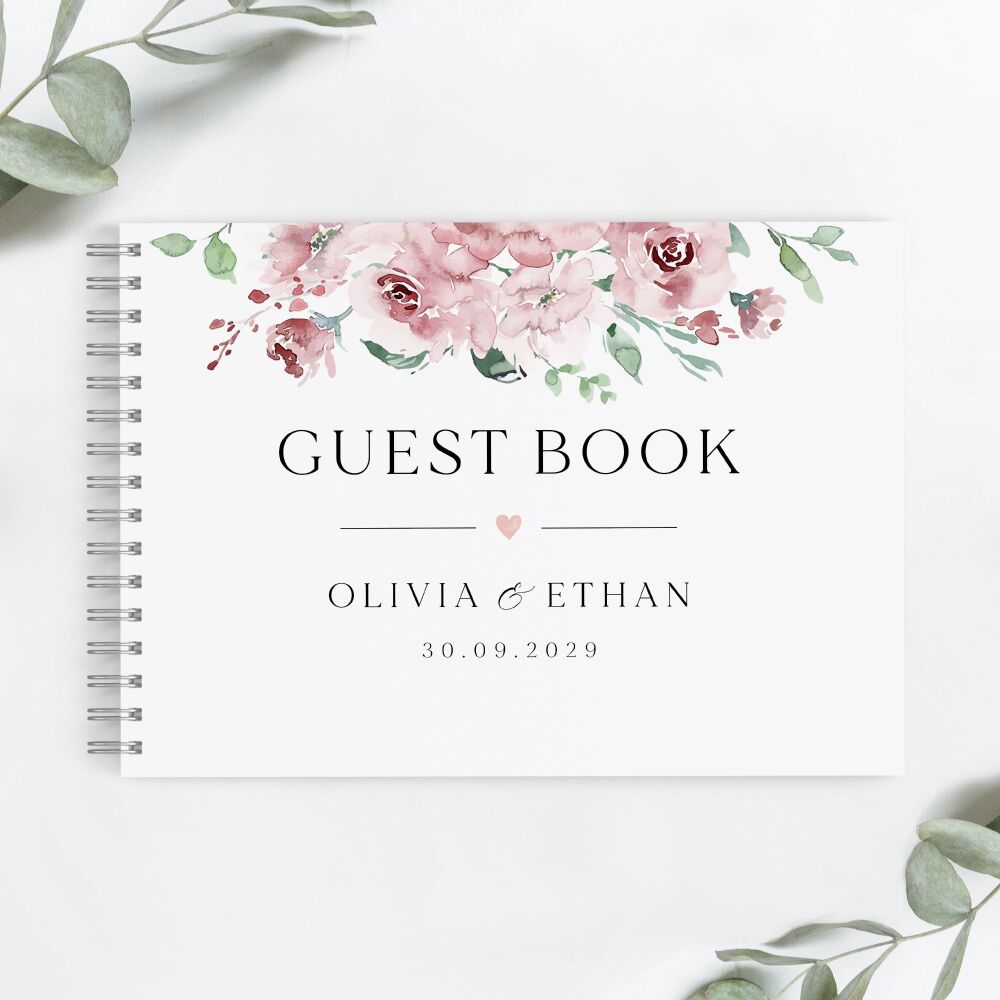 Dusky Blush Floral Guest Book