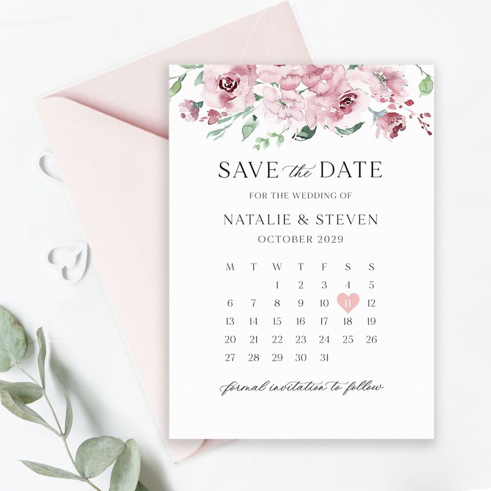 Dusky Blush Floral Save the Date