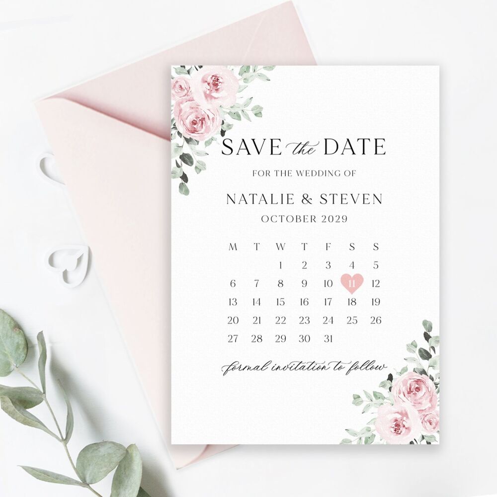 Dusky Pink Floral Save the Date