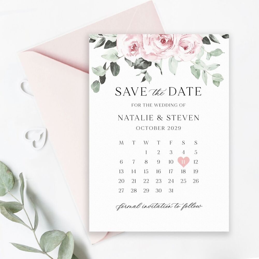 Baby Pink Floral Save the Date