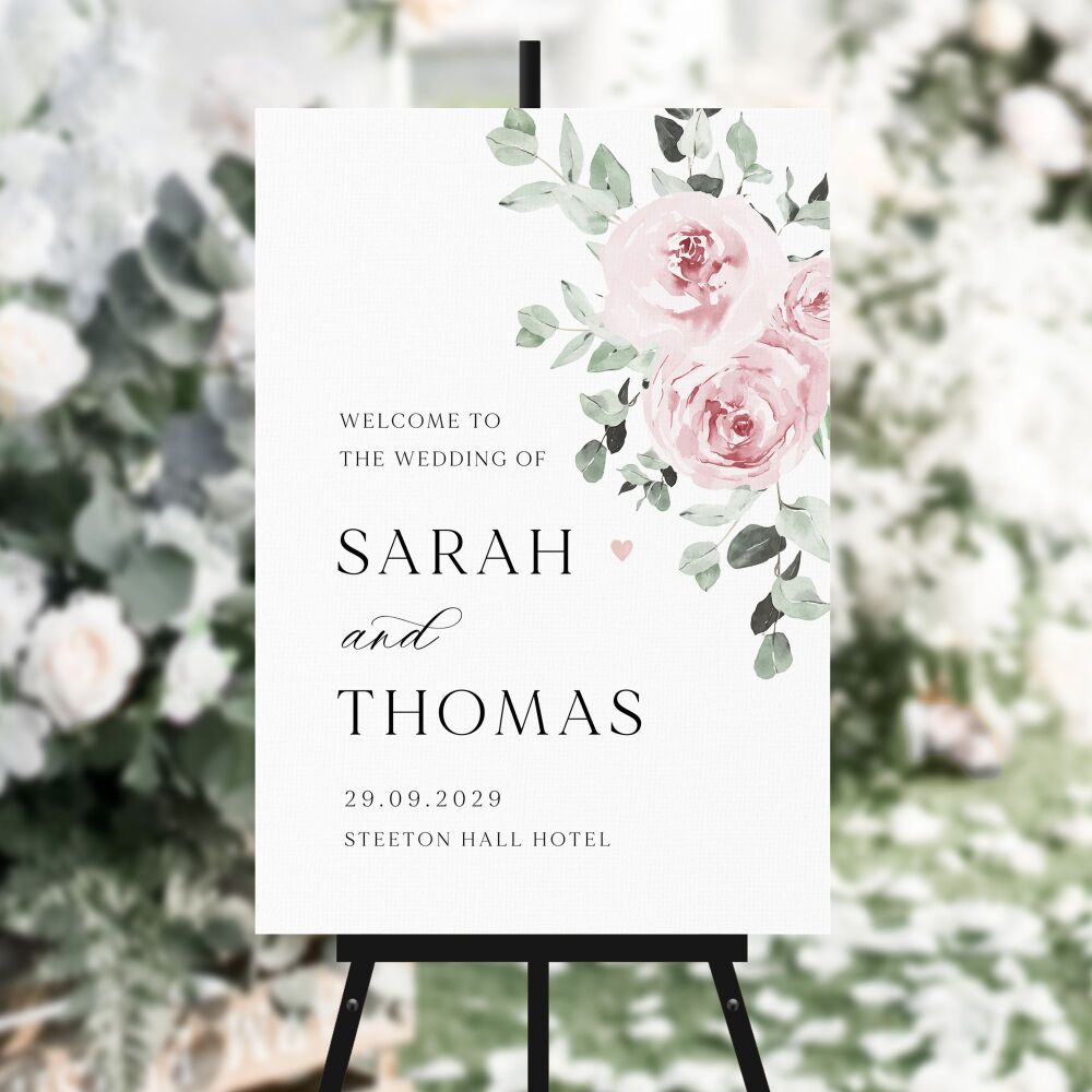 Baby Pink Floral Welcome Sign