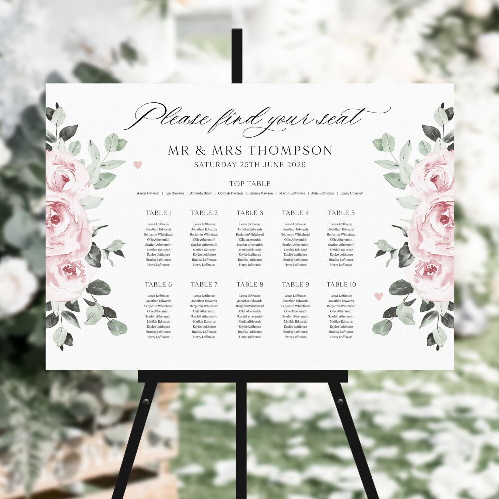 Dusky Pink Floral Table Plan