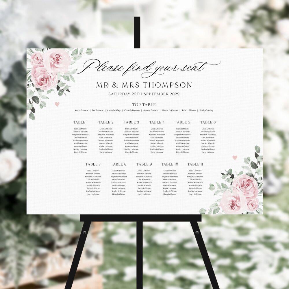Baby Pink Floral Table Plan