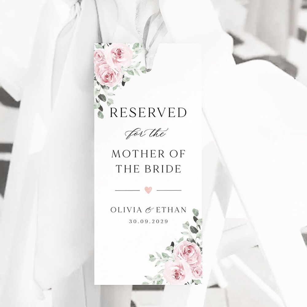 Dusky Pink Floral Reserved Seat Tag