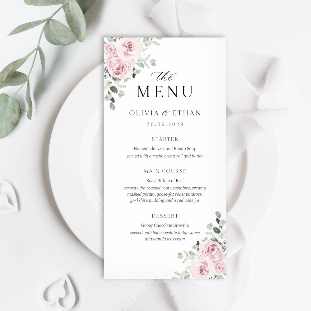 Baby Pink Floral Menu