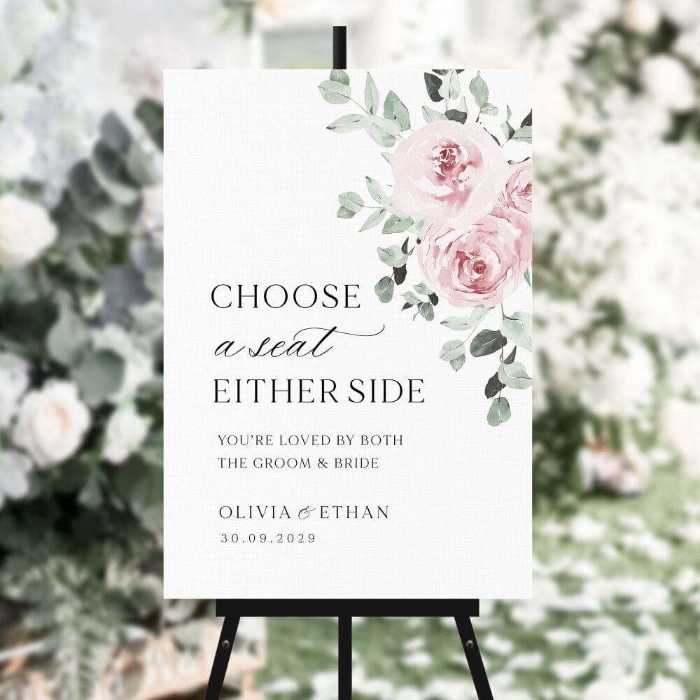 Baby Pink Floral Choose a Seat Sign