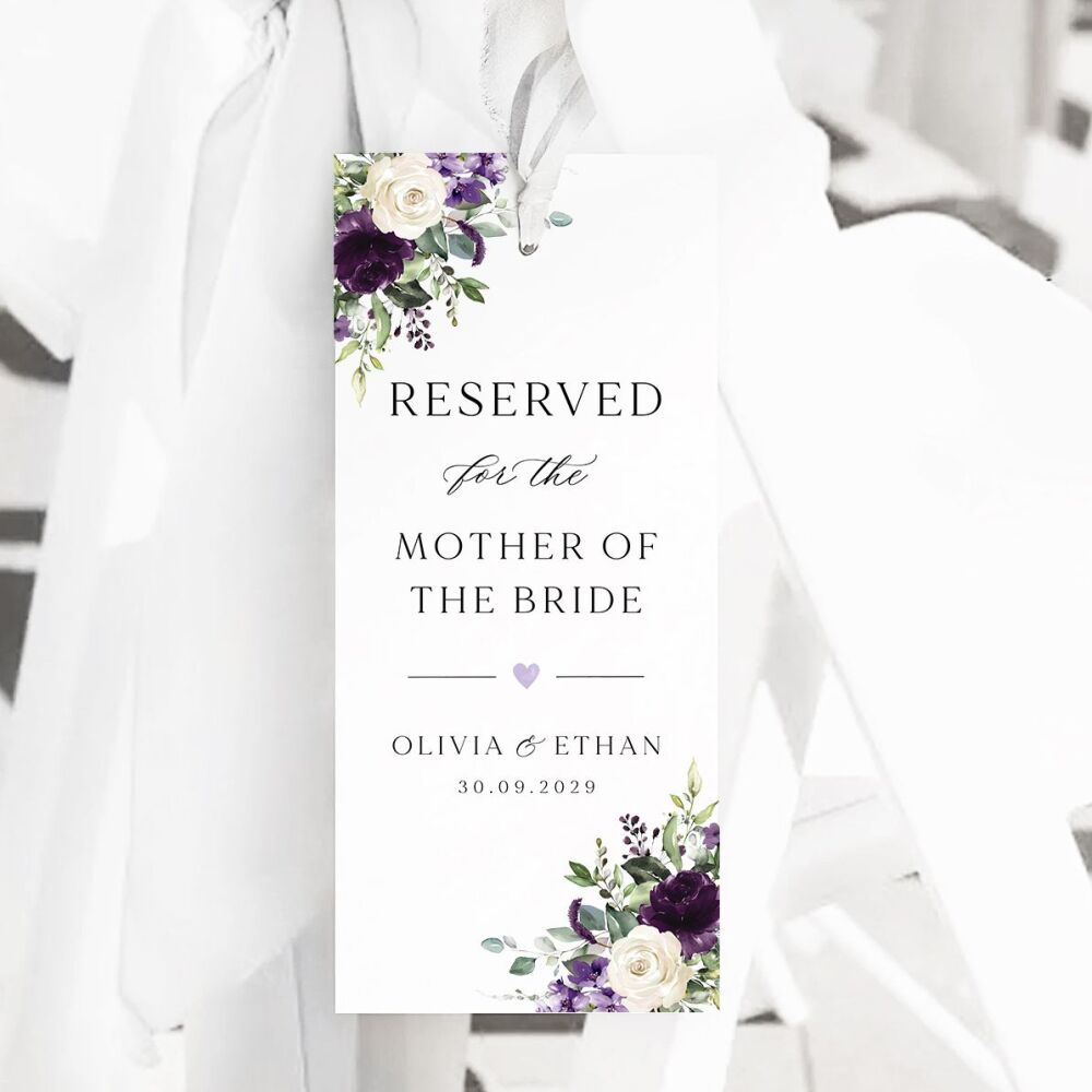 Plum & Ivory Floral Reserved Seat Tag