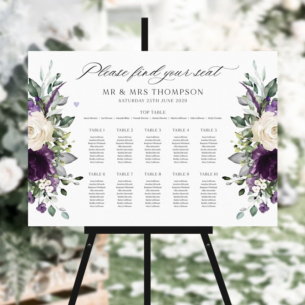 Plum & Ivory Floral Table Plan