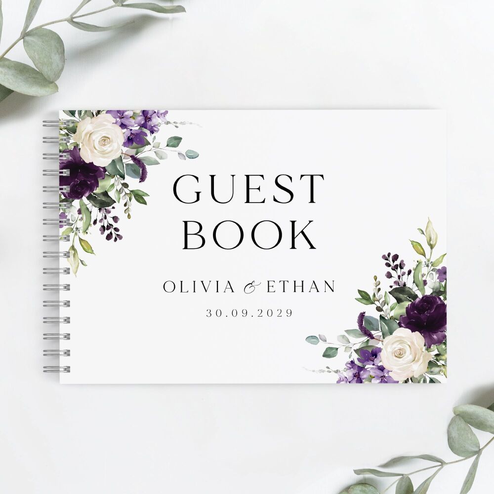 Plum & Ivory Floral Guest Book