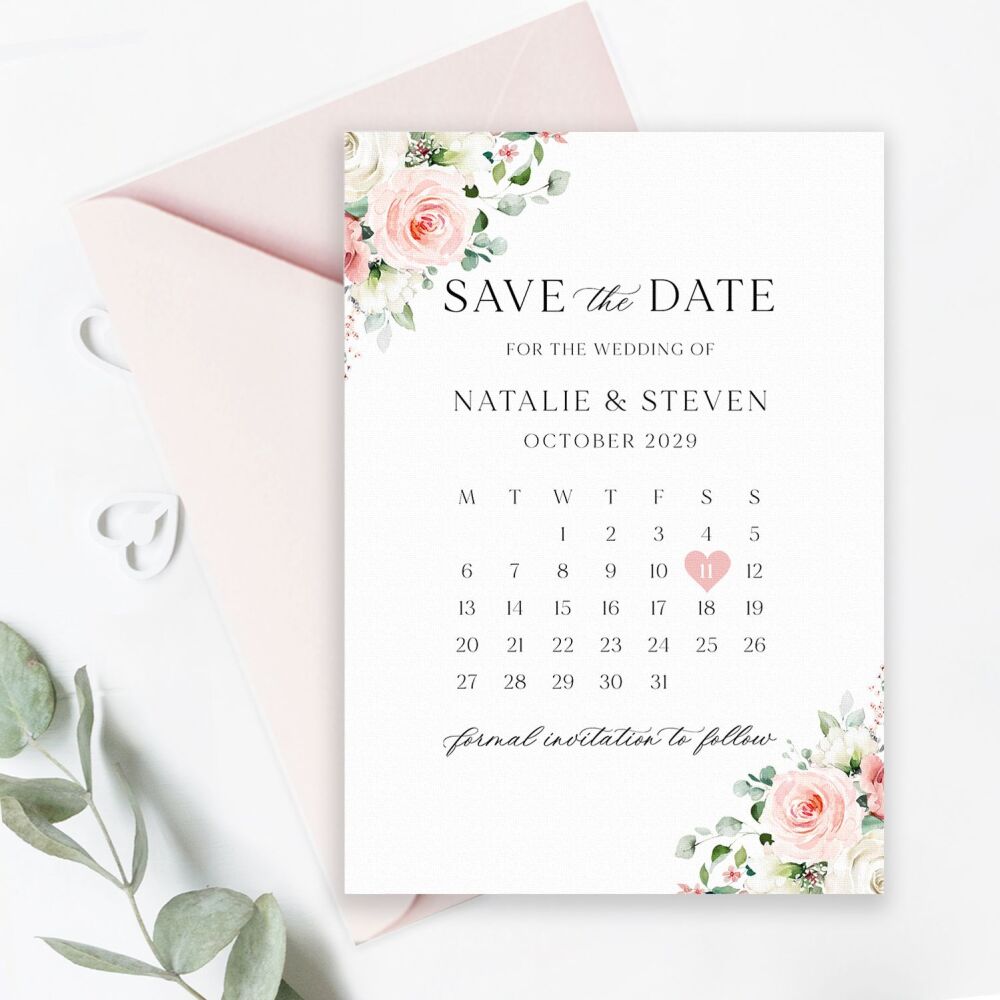 Blush Roses Save the Date